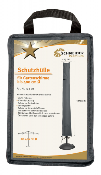 Schneider Premium-Schutzhülle für Schirme bis 400cm Ø und 300x300cm (mit RV und Stab)